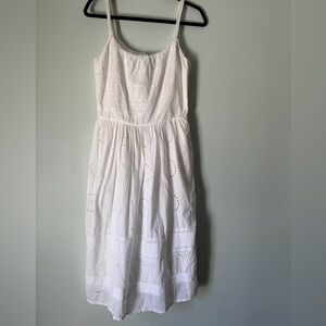 Adrianna Papell White Eyelet Cotton Sundress Size 4 Beach Vacation